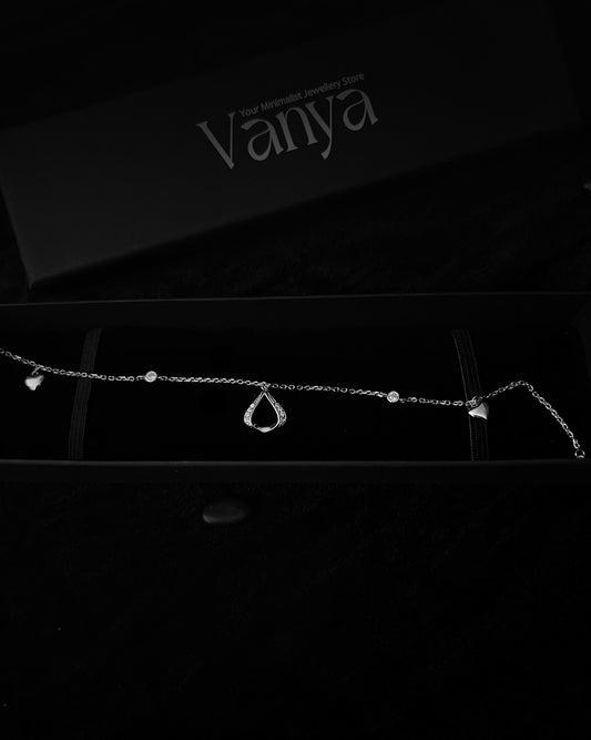 Heart & Teardrop Charm Anklet