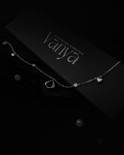 Heart & Teardrop Charm Anklet